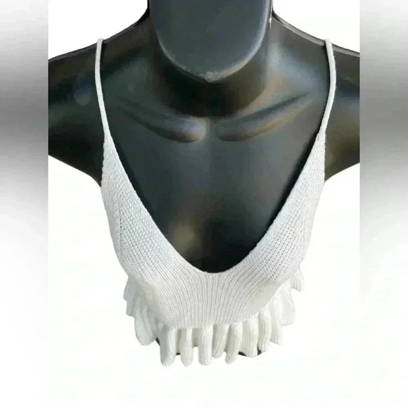 Unbranded women’s Sleeveless knit ruffle hem, tank tops v neck crop vest sweater - Picture 5 of 7